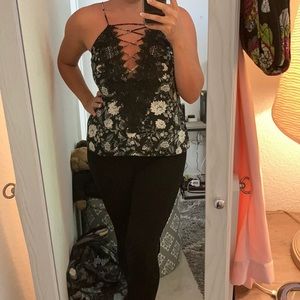 Black Floral Dressy Tank
